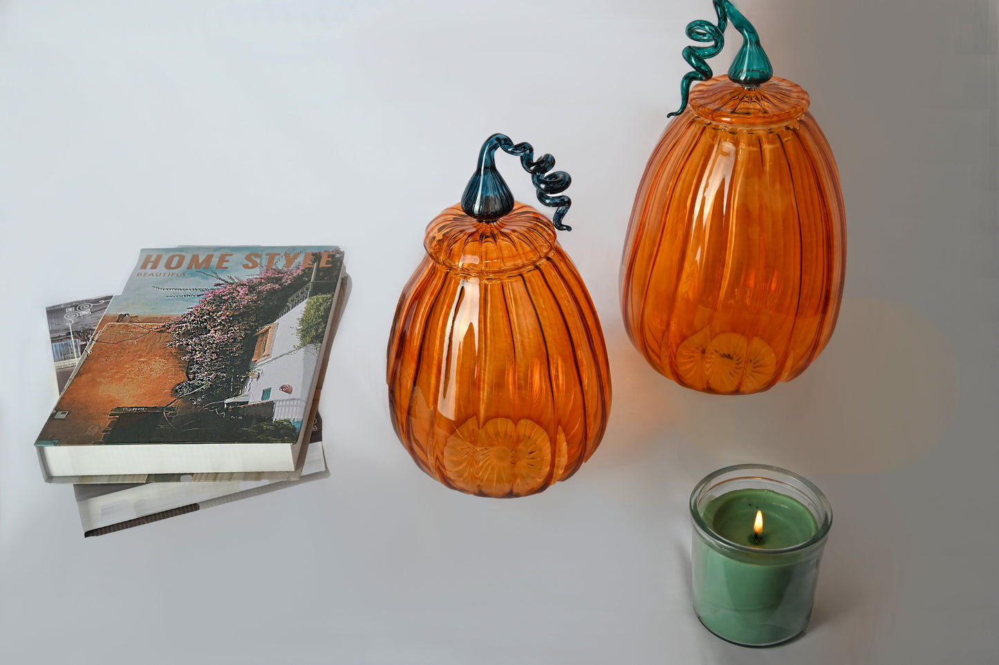 Oval pumpkin glass jar