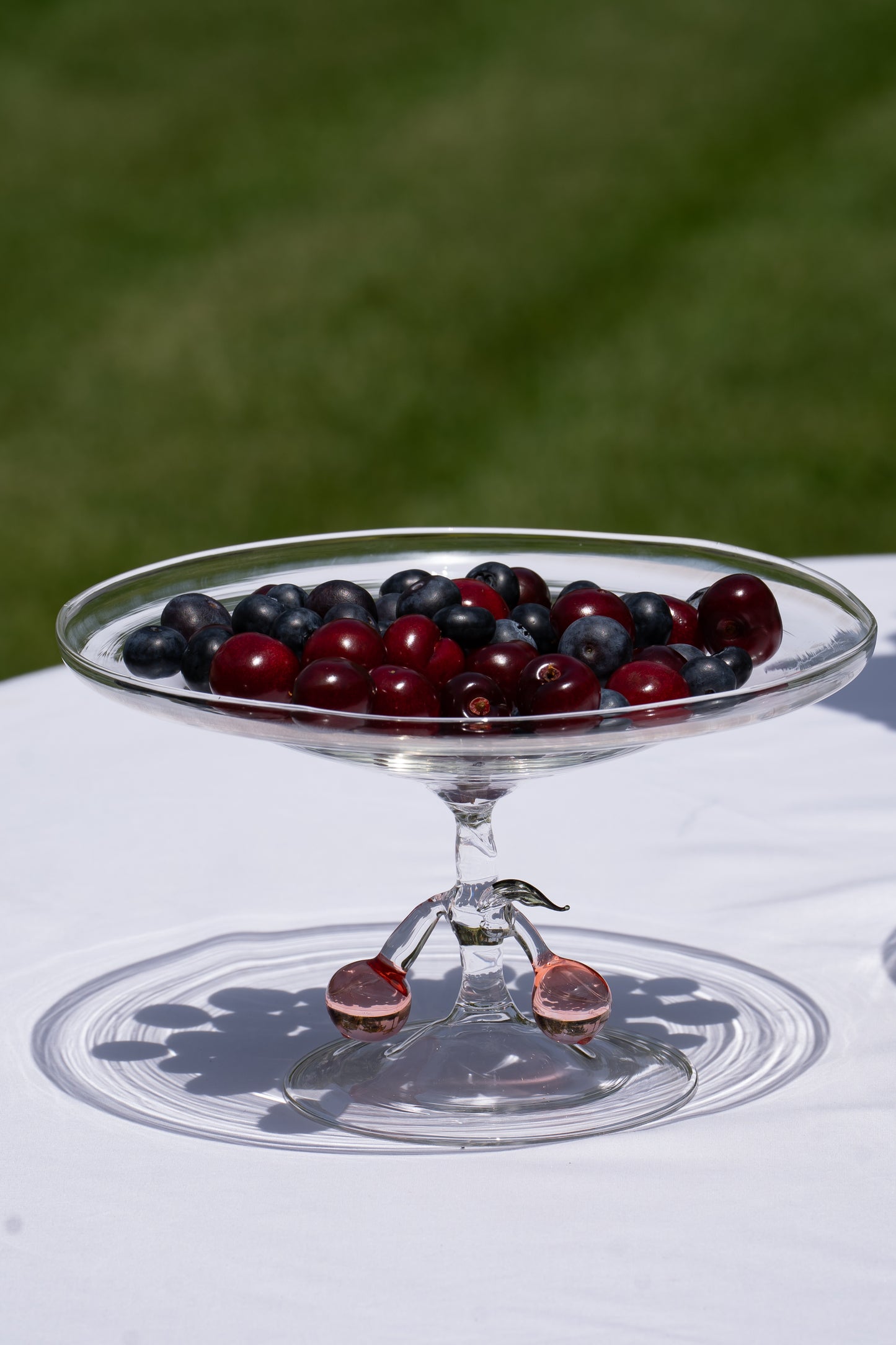 Blown glass cherry plate
