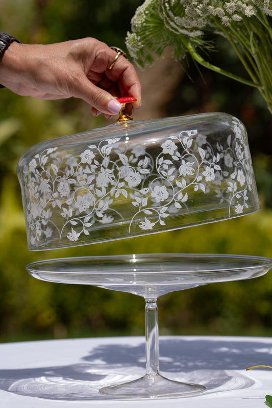 Blown glass Strawberry cake plate