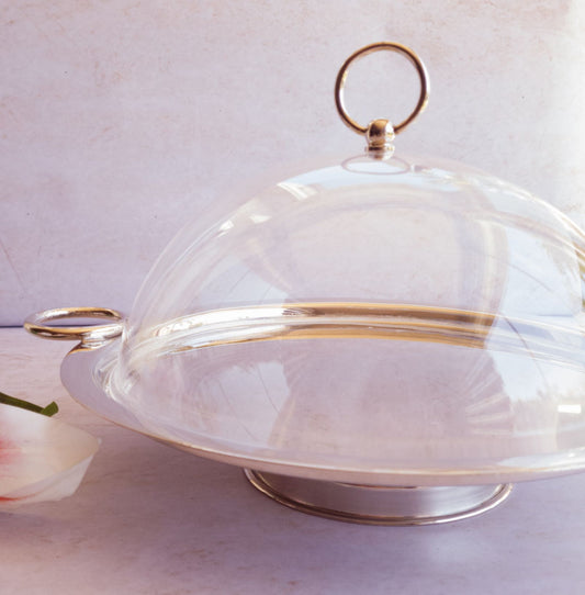 Silver footed cake plate