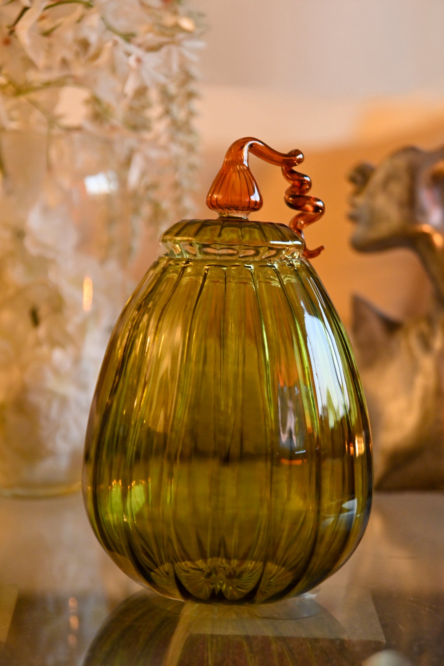 Oval pumpkin glass jar