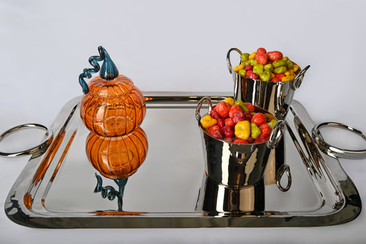 Silver rectangular tray