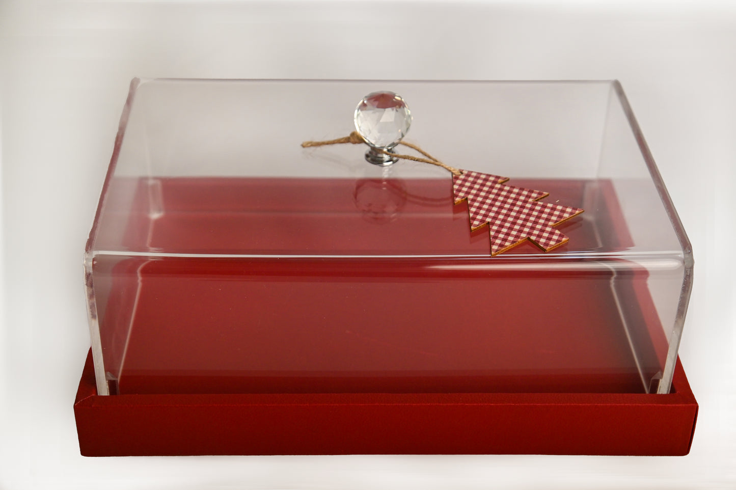 Christmas leather tray with plexiglass cover