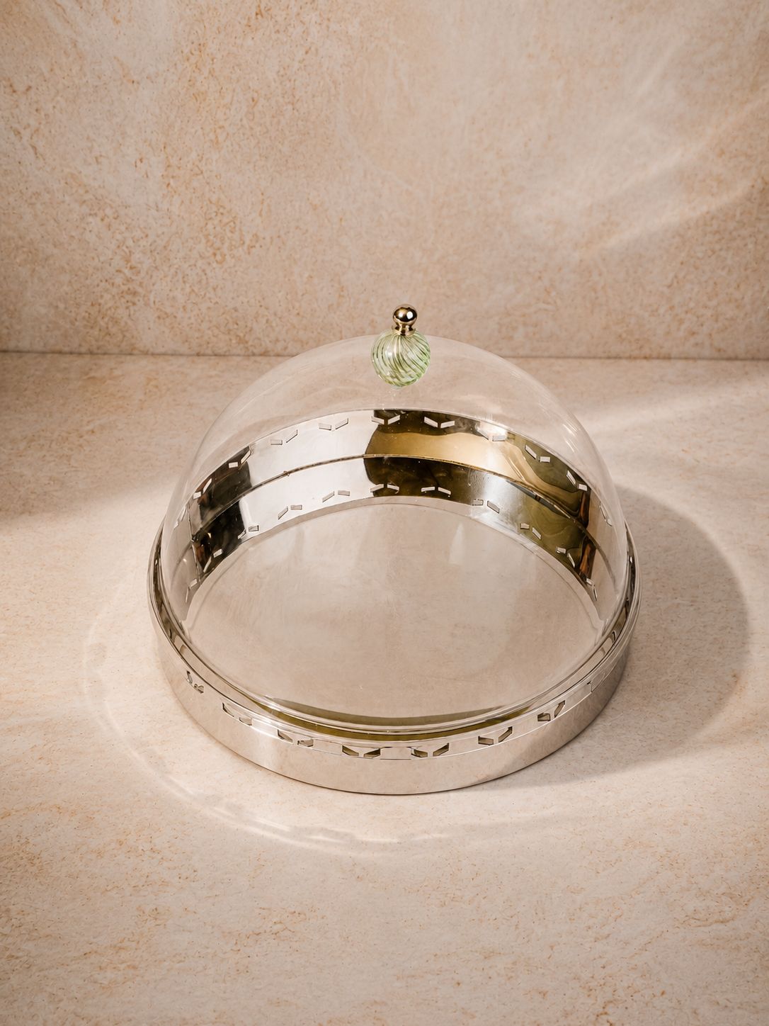 Geometric stainless steel round tray