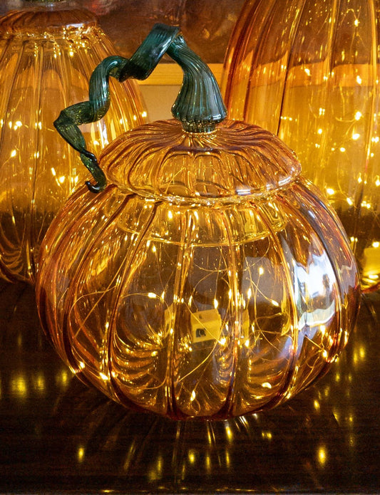 Round pumpkin glass jar