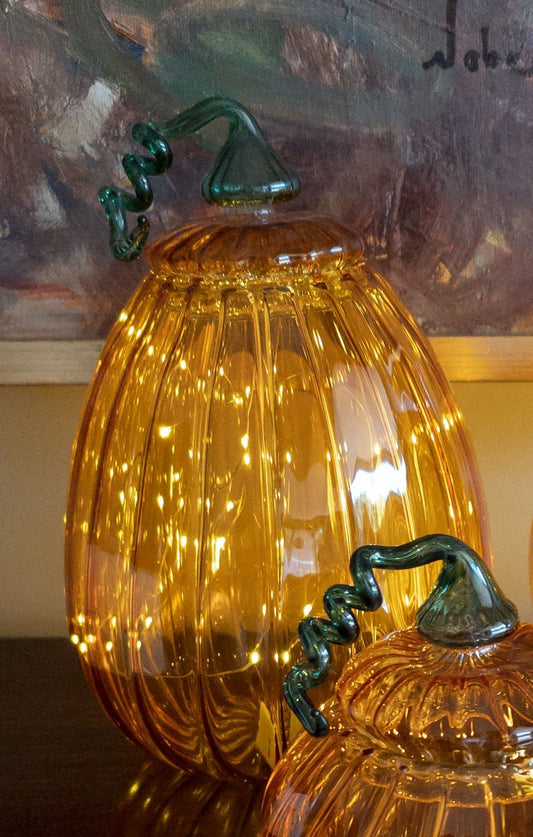 Oval pumpkin glass jar