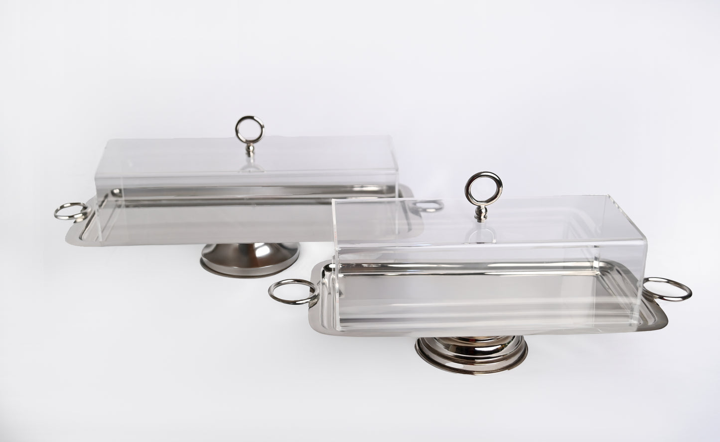 Silver footed rectangular tray