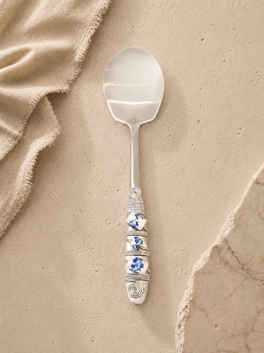 Serving spoon with  bleu blanc beads