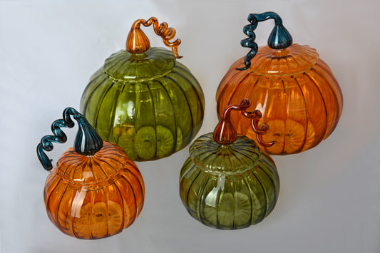 Round pumpkin glass jar
