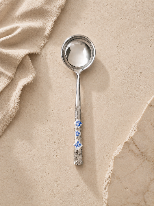 Sauce ladle  with  bleu blanc beads