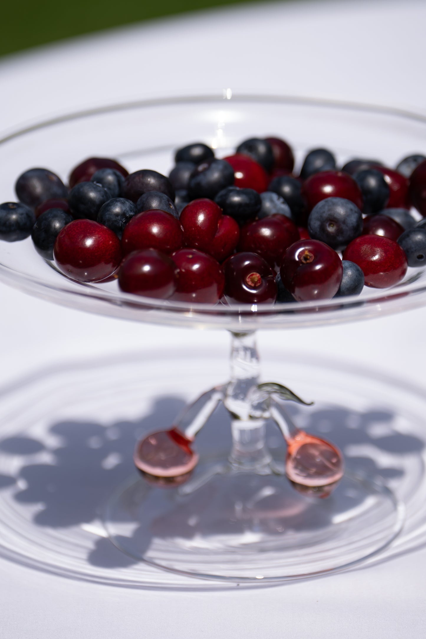 Blown glass cherry plate