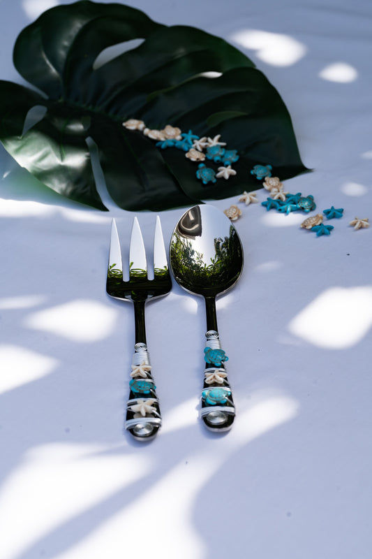 2 Pieces serving spoon and fork set