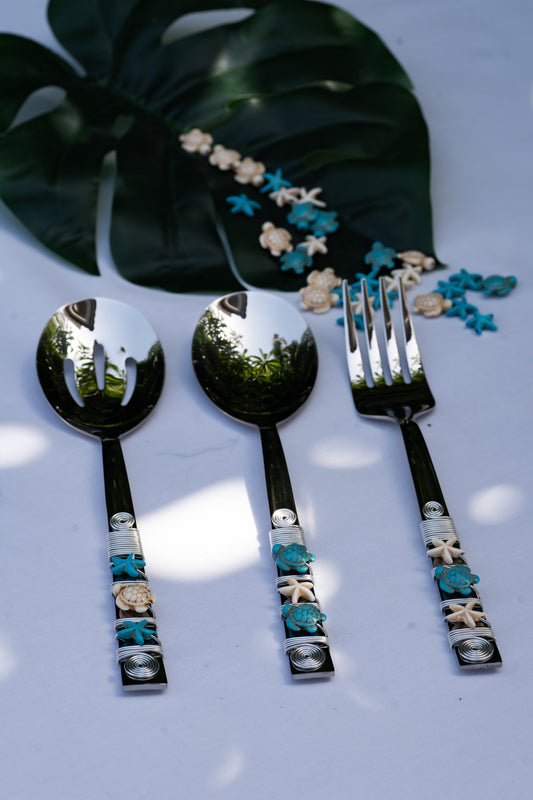 3 pieces serving spoons and fork set