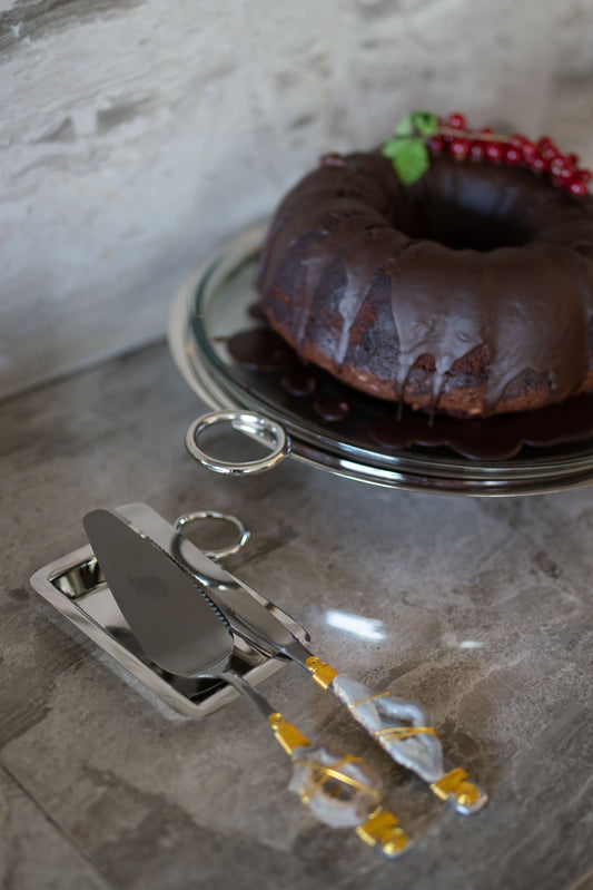 Silver footed cake plate