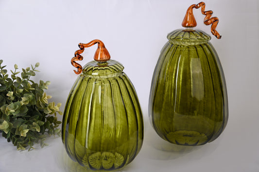 Oval pumpkin glass jar