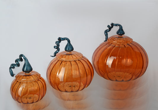 Round pumpkin glass jar