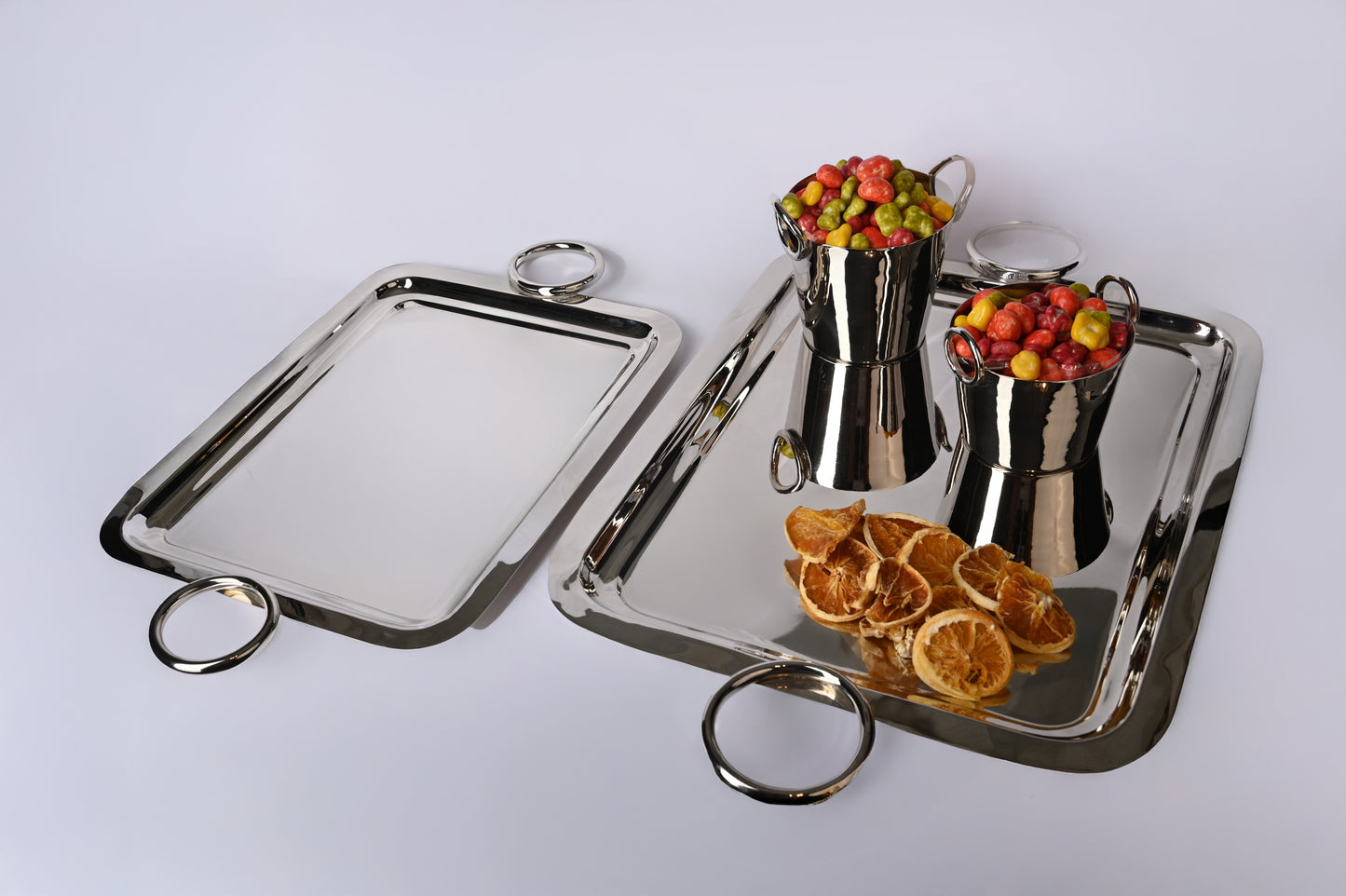 Silver rectangular tray