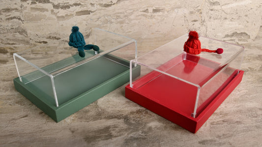 Christmas leather tray with plexiglass cover