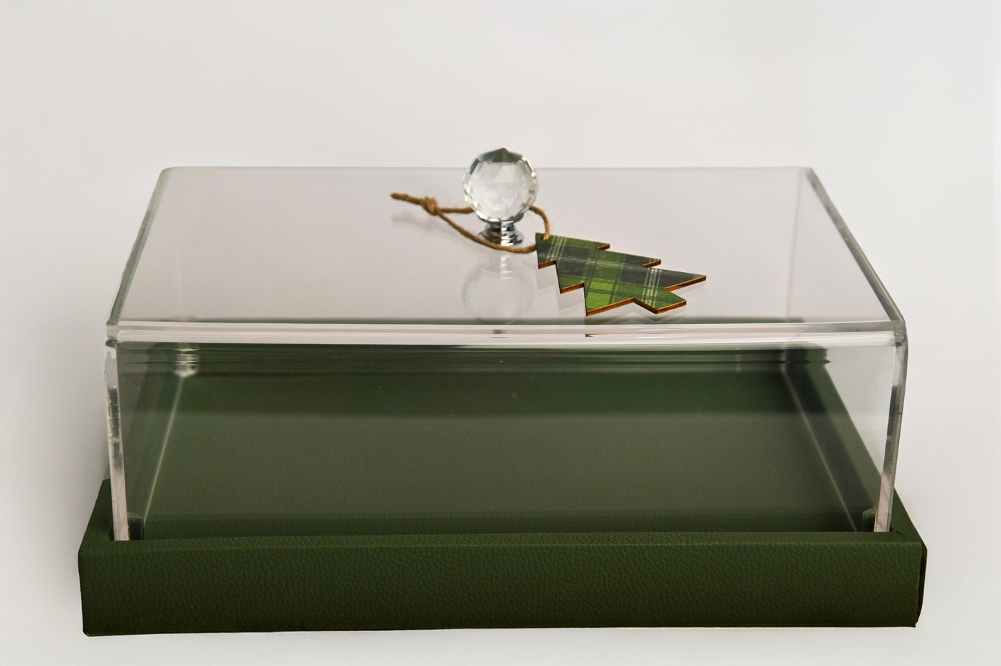 Christmas leather tray with plexiglass cover