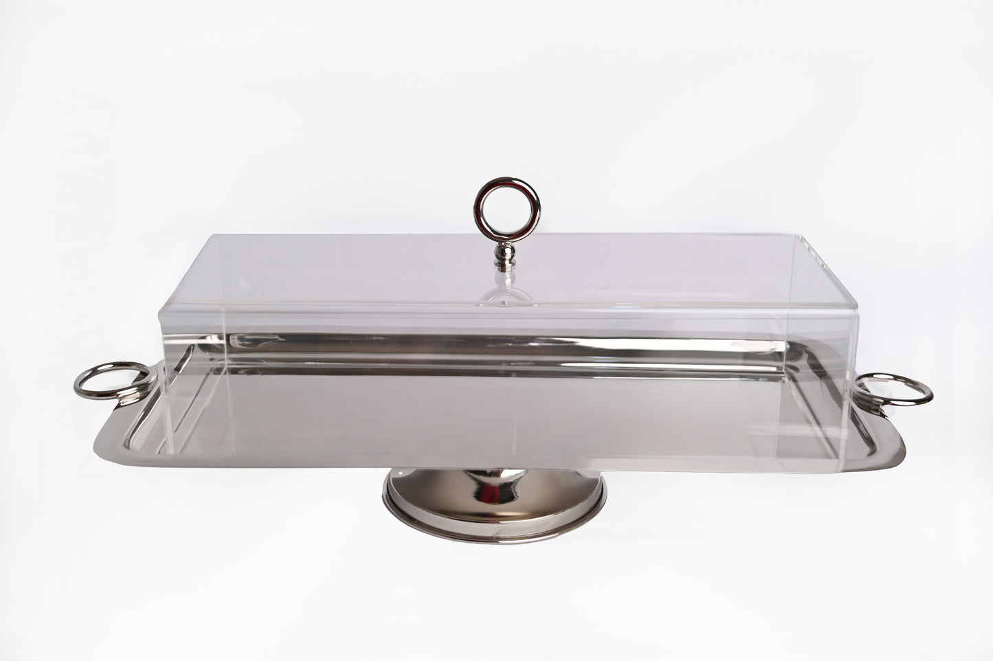 Silver footed rectangular tray