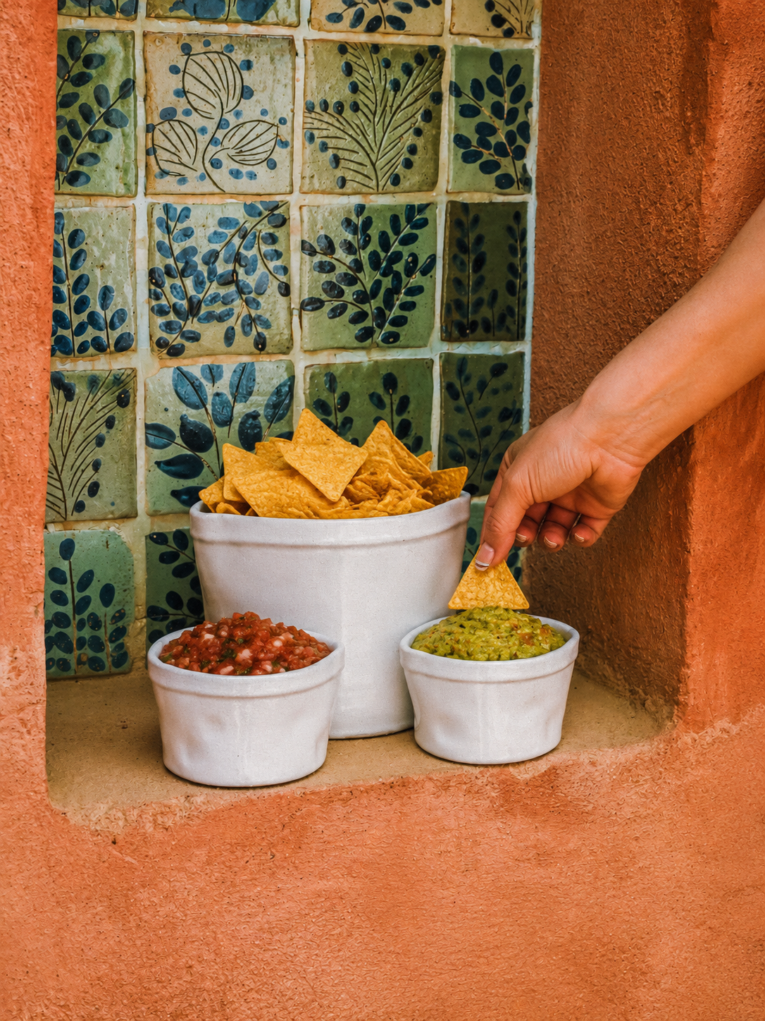 Set of three ceramic nachos