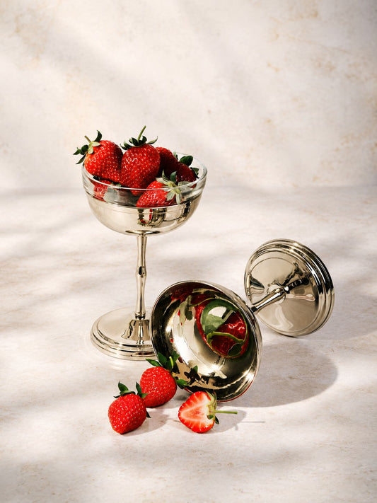 Silver footed bowl with glass bowl insert 12cm