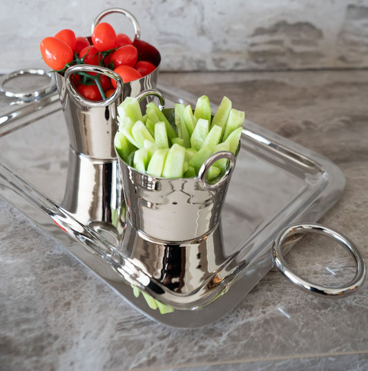 Silver rectangular tray