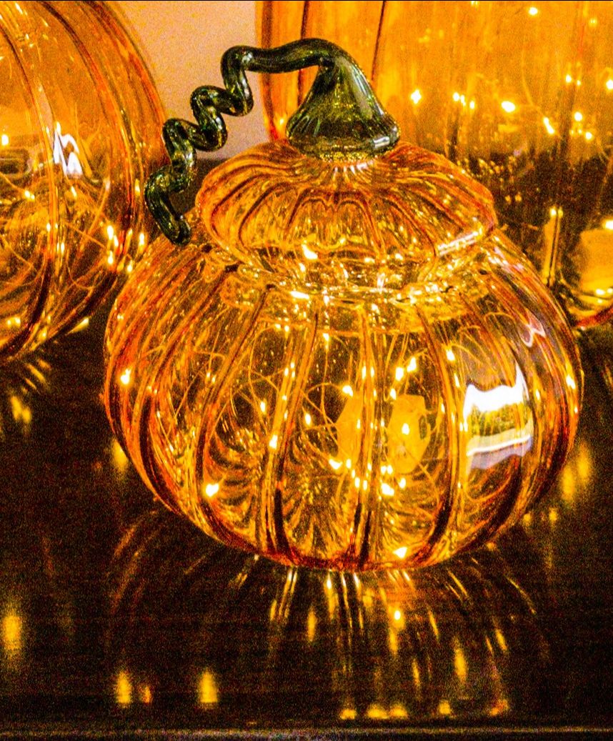 Round pumpkin glass jar
