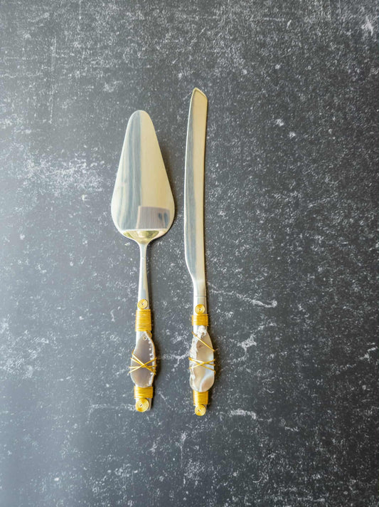 2 pieces set Cake knife and server