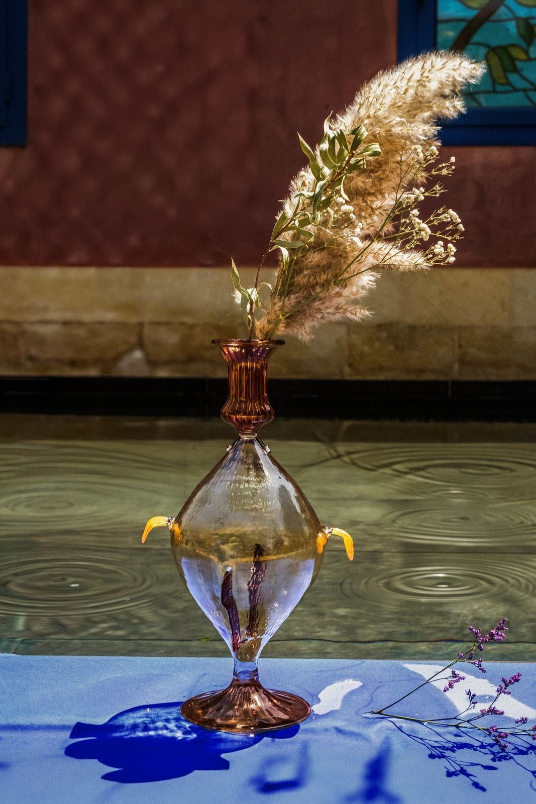 Glass fish candle holder