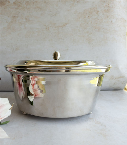 Silver tajin with white porcelain insert