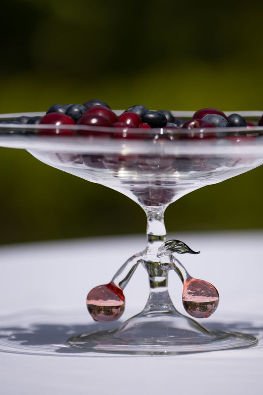 Blown glass cherry plate