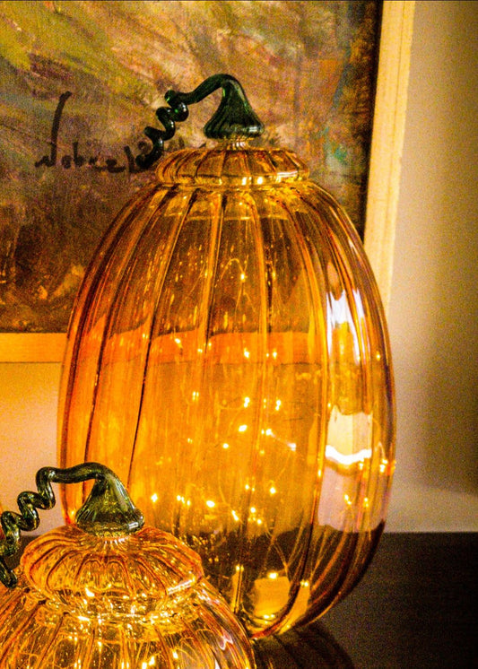 Oval pumpkin glass jar
