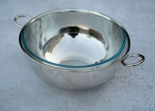 Silver bowl with pyrex insert